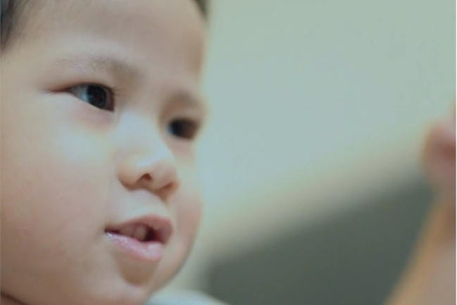 Close view of a young boy's face